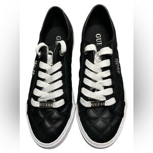 New Guess Lexxa Black/White Logo Sneaker Quilted Design  6.5